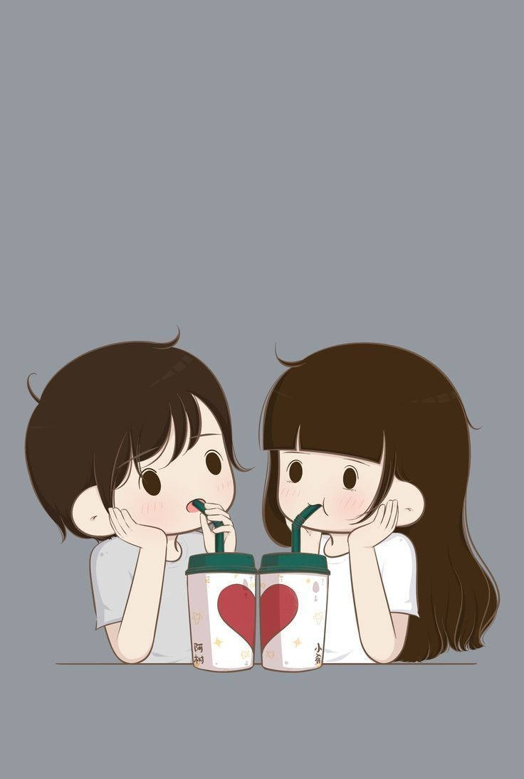 Cute Couples Cartoon Wallpaper